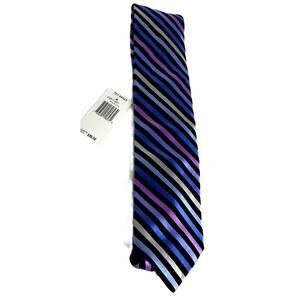 Ted Baker London Men's Luxury 100% Silk Striped Tie Blue Purple Lavender Grey